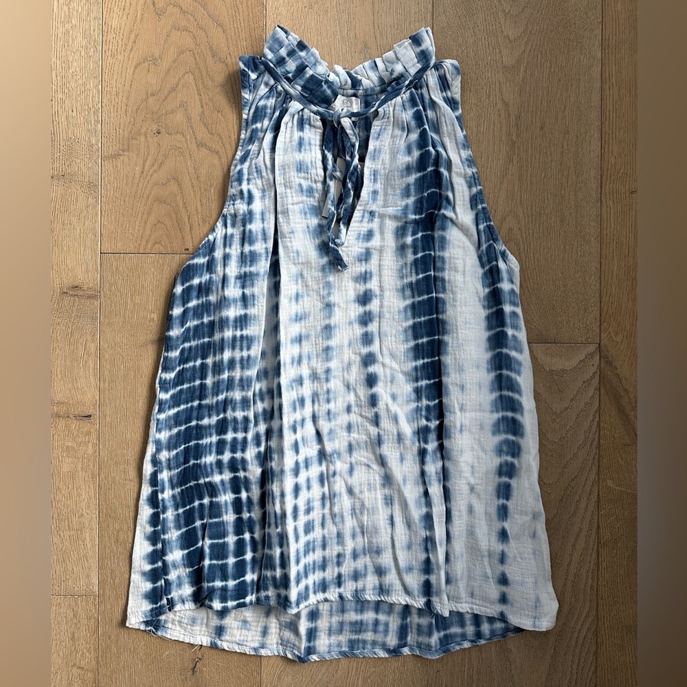 Heroes & Dreamers | Women's Tie-Dye Ruffle Neck Sleeveless Top, S - Picture 2 of 6